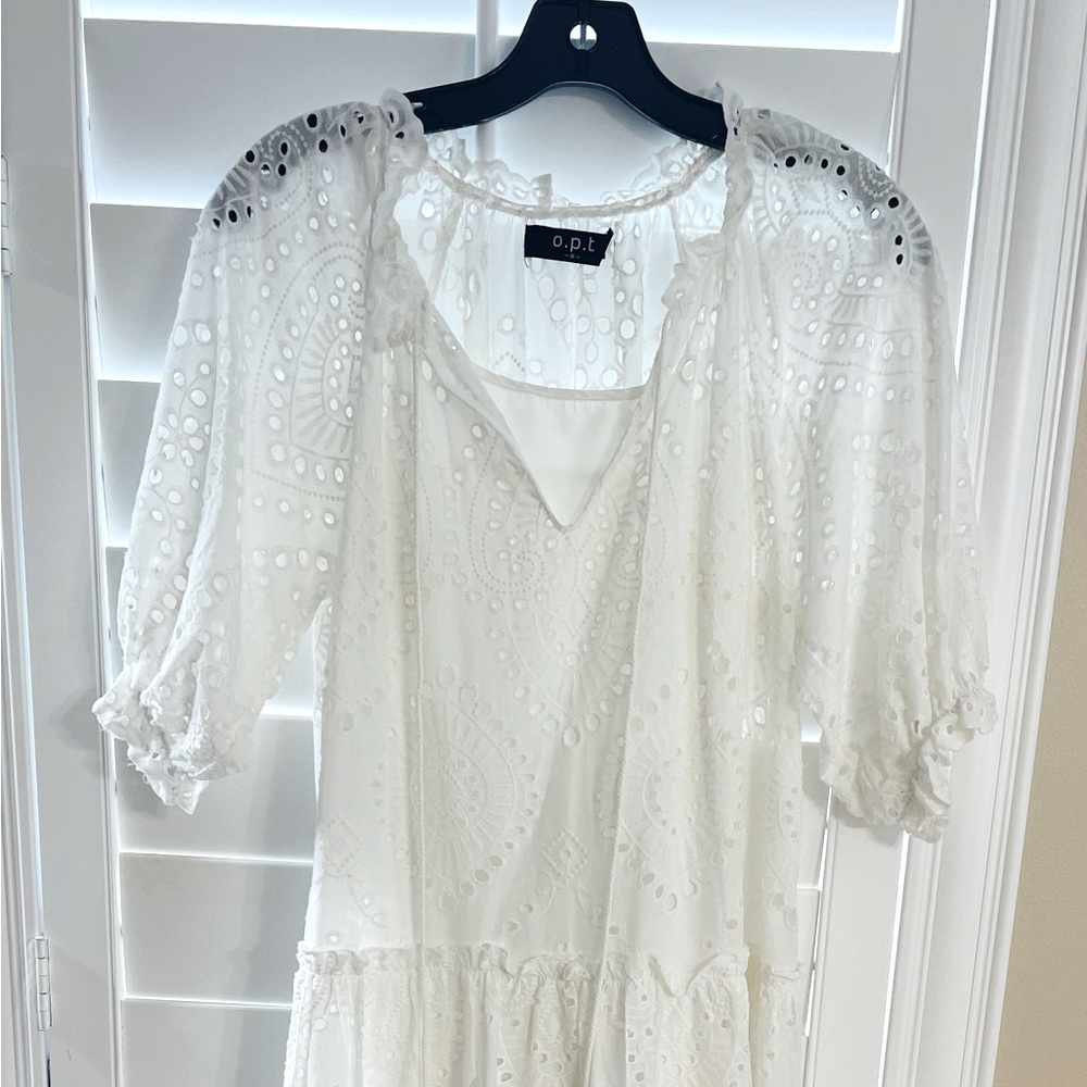 o.p.t white eyelet dress